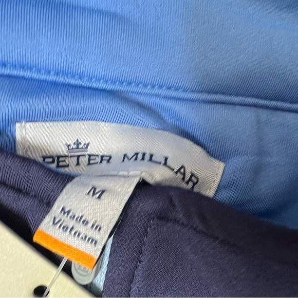 Peter Millar Springs Stretch Chamois 1/4 Zip Pullover Golf Navy Medium NEW 764 - Picture 3 of 4